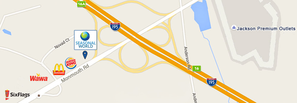 Map showing route from Jackson Premium Outlets to Seasonal World Christmas Store