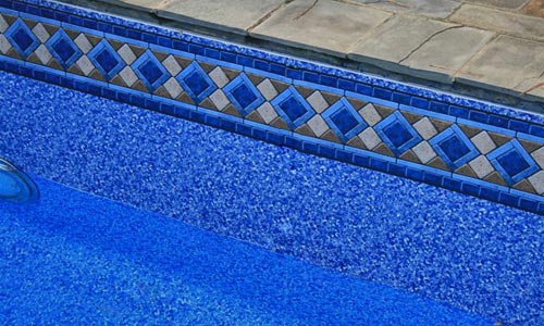 Vinyl pool liner with diamond mosaic tile border &mdash; Seasonal World Liner Replacement Special