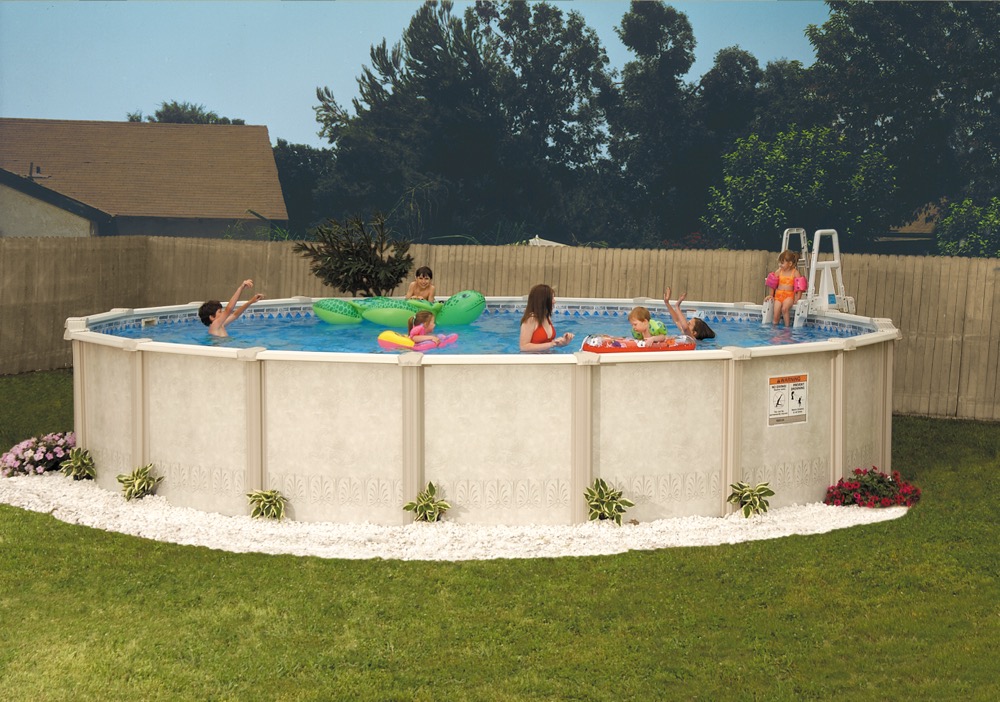 Doughboy above-ground pool with deck