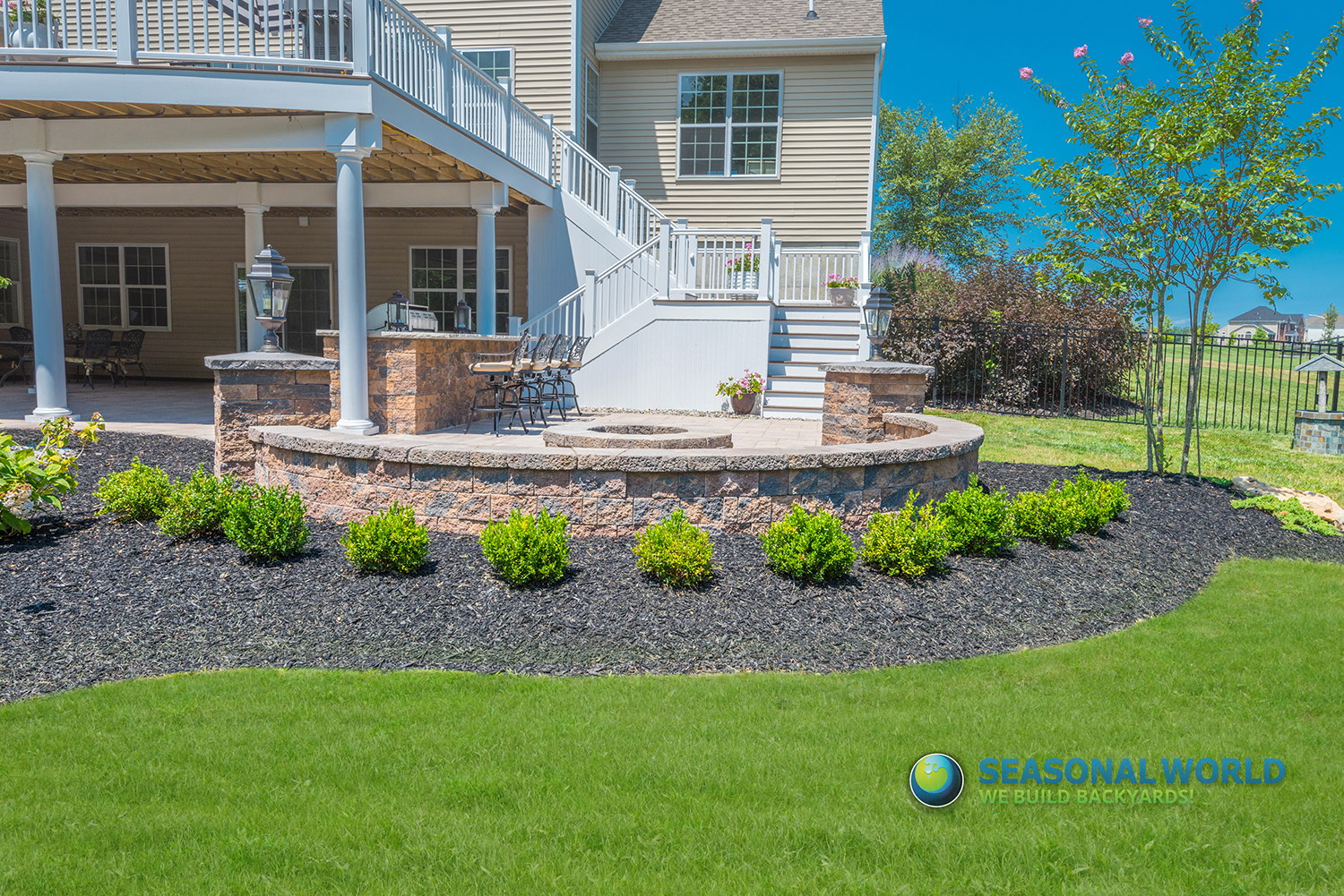 Seasonal World hardscape install — pool surround in NJ