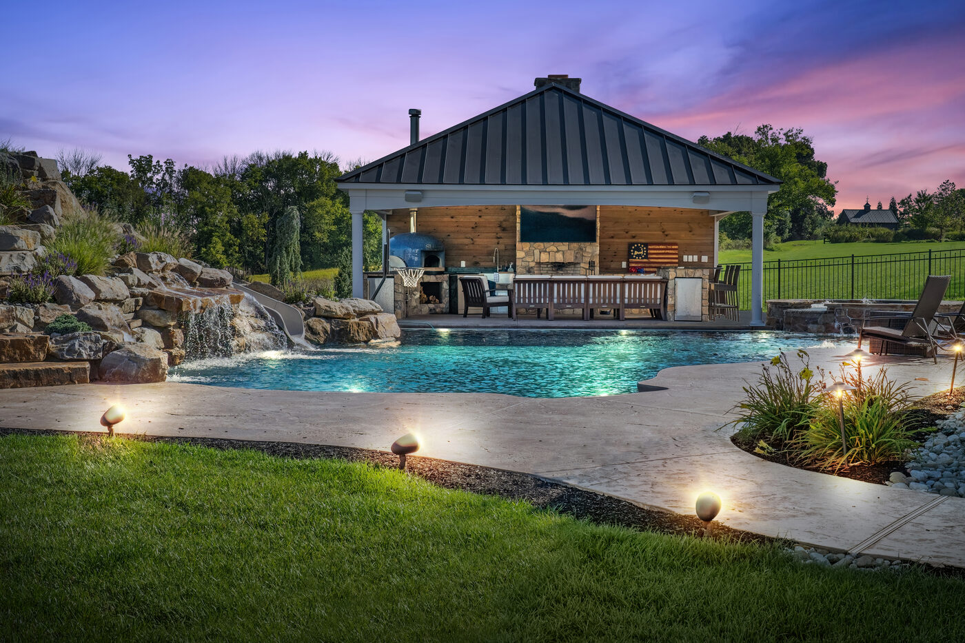 Custom pool house &mdash; storage, changing rooms, full living space